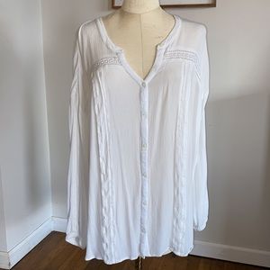 Falls Creek 3X long sleeve white blouse
